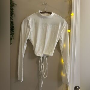 Fashion Nova White Long Sleeve Women's Top with Tie detail